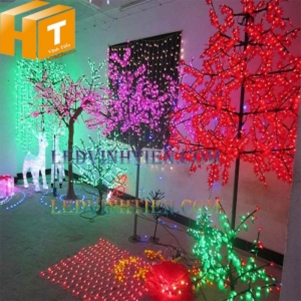 Cây hoa đèn led 1.5m màu đỏ