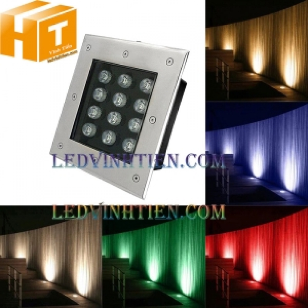 Đèn âm đất vuông 12w màu đỏ