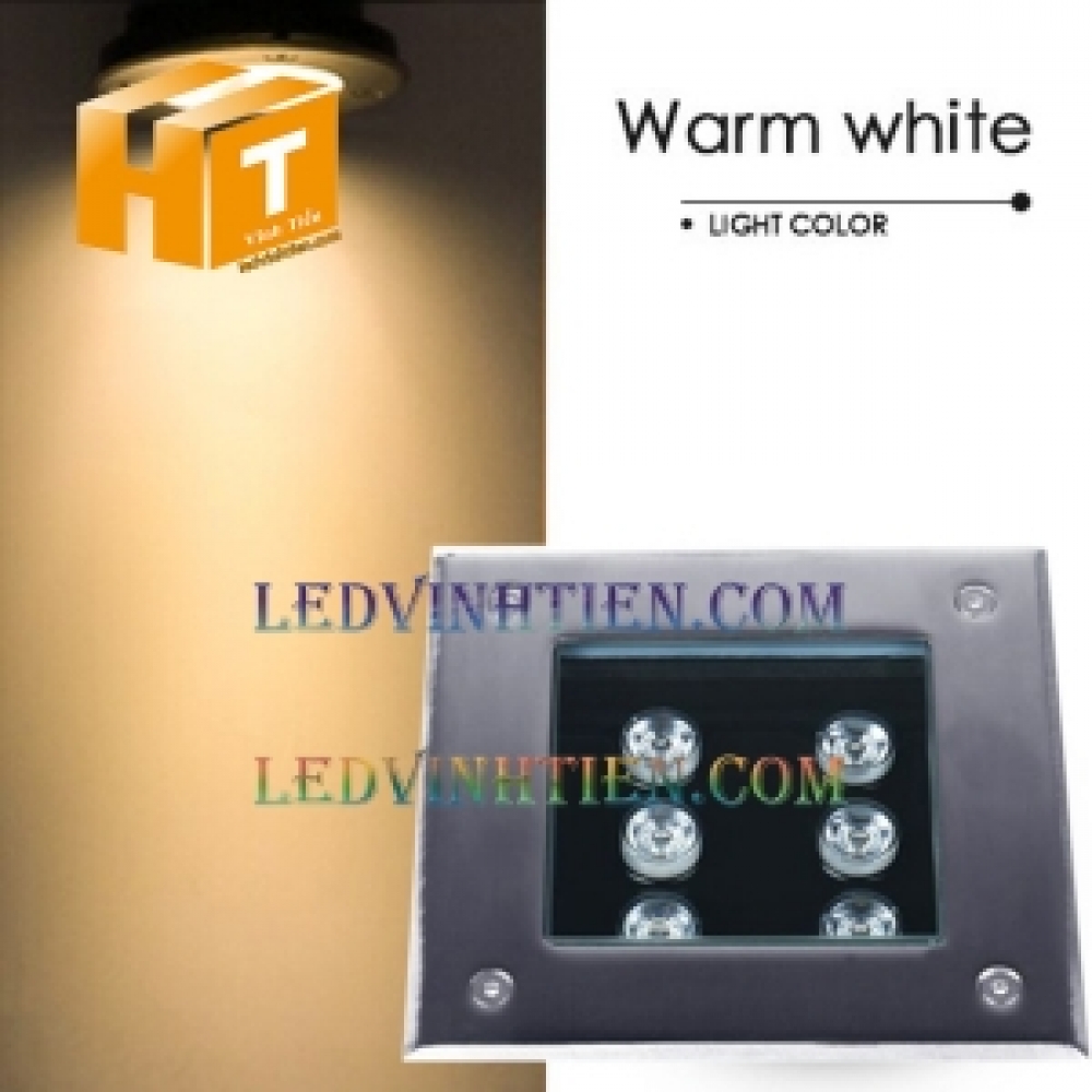 Đèn âm đất vuông 6w màu vàng