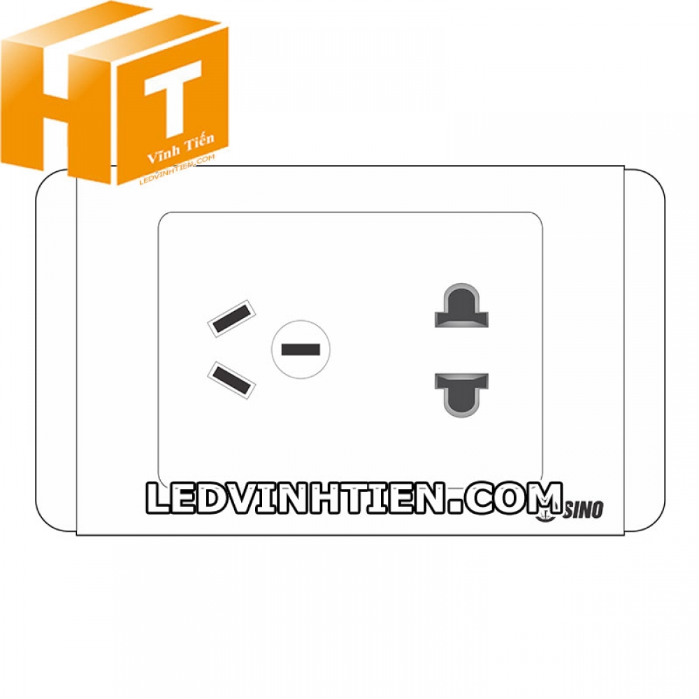 Ổ cắm 3 chấu Úc và 2 chấu S68/10US Sino