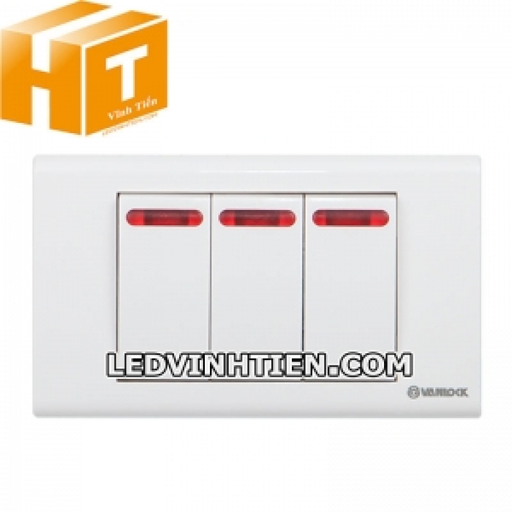 Công tắc ba 1 chiều đèn đỏ Sino Vanlock