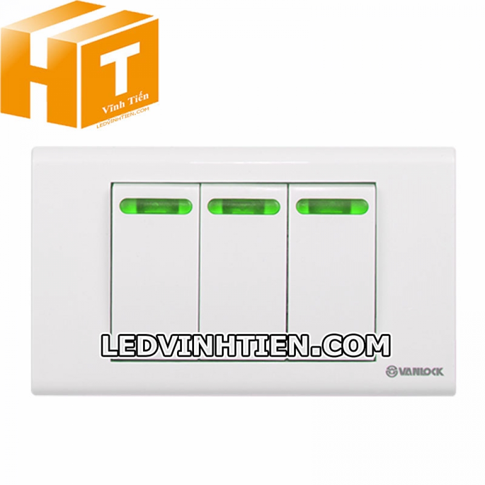 Công tắc ba 1 chiều đèn xanh Sino Vanlock
