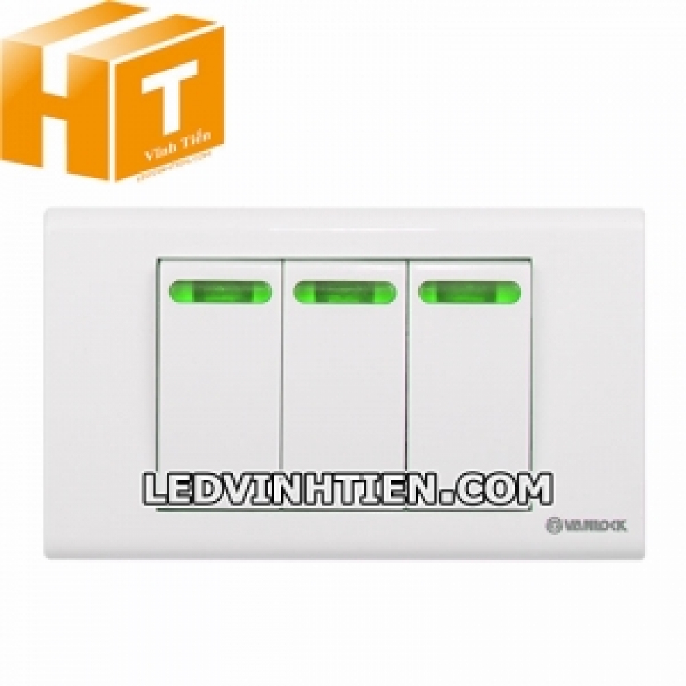 Công tắc ba 1 chiều đèn xanh Sino Vanlock