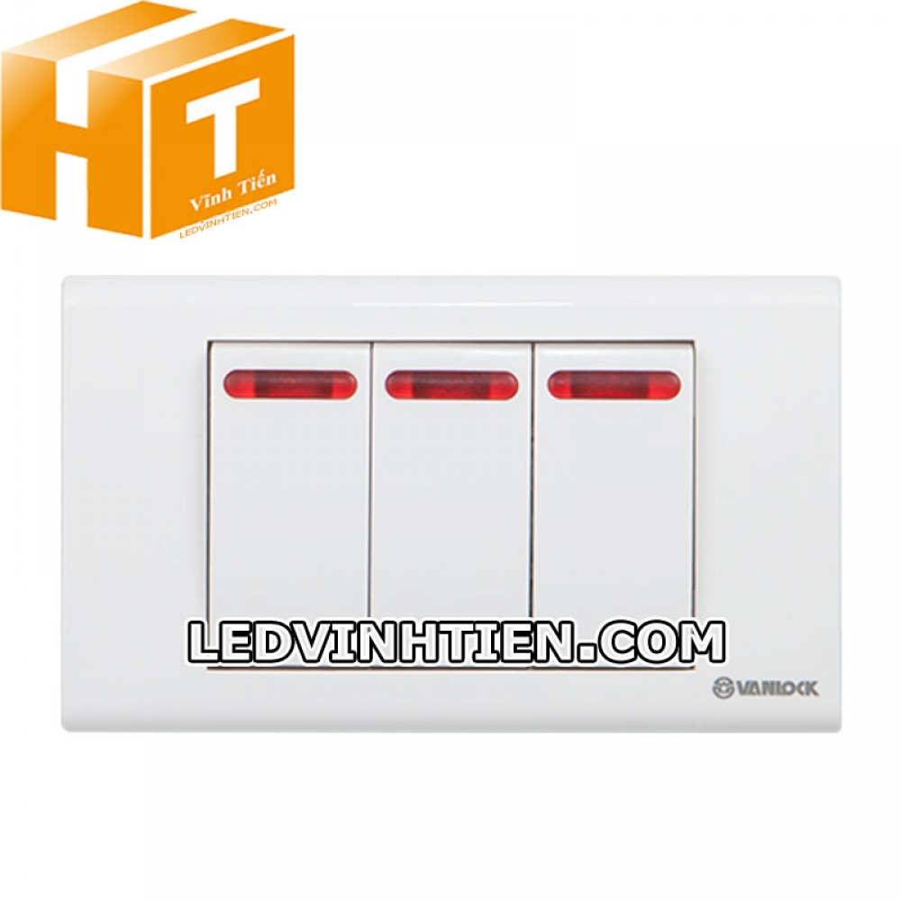Công tắc 2 nút 1 chiều, 1 nút 2 chiều đèn đỏ Sino Vanlock