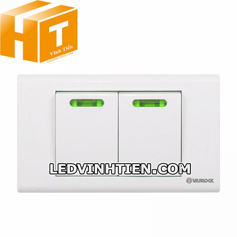 Công tắc 1 nút 1 chiều, 1 nút 2 chiều đèn xanh Sino Vanlock