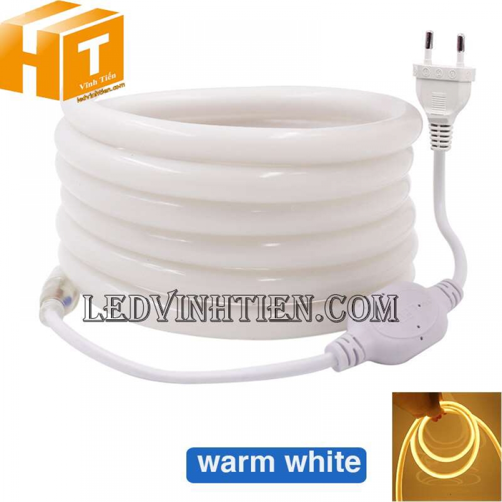 Đèn led dây neon flex 220V ống tròn màu vàng nắng