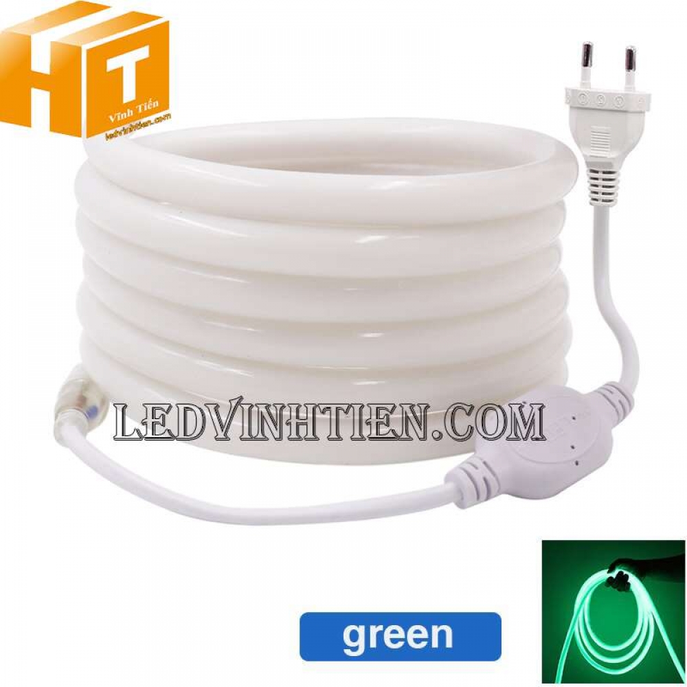 Đèn led dây neon flex 220V ống tròn màu xanh lá