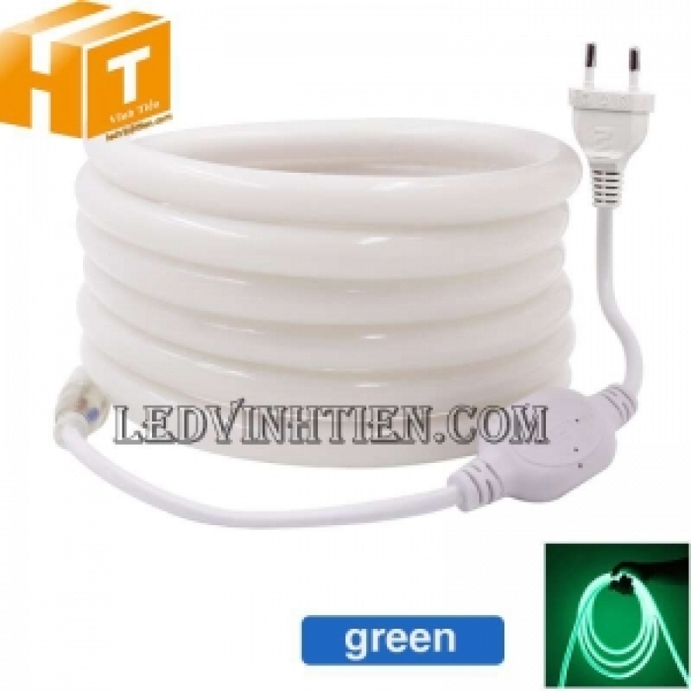 Đèn led dây neon flex 220V ống tròn màu xanh lá