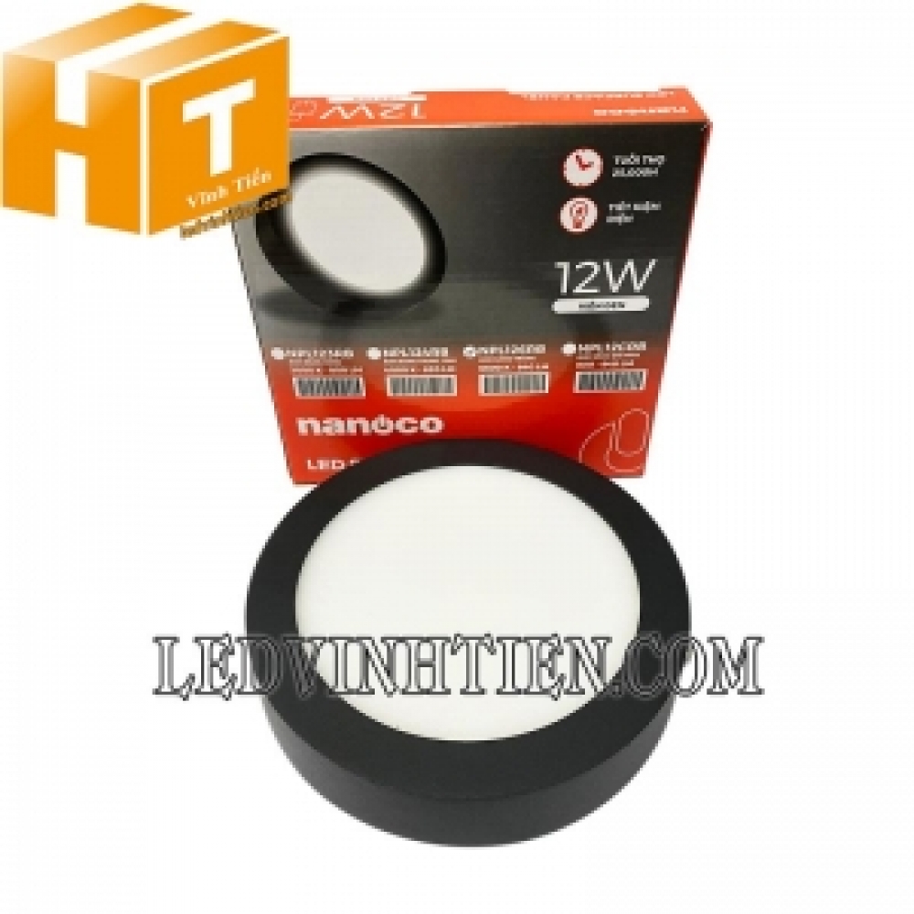 Đèn led panel ốp trần 12W viền đen Nanoco