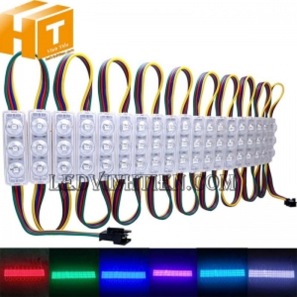 Led module 3 bóng 12V RGB có thấu kính