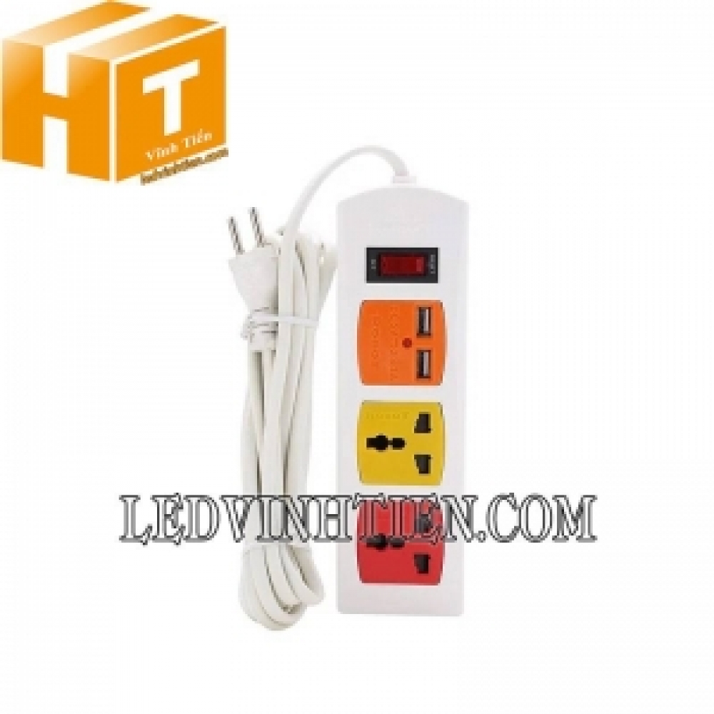Ổ cắm 2 ổ 3 chấu kèm USB Robot Multi 2S3U
