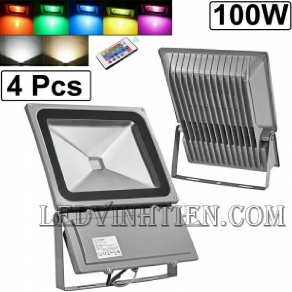 Đèn pha led 100w RGB remote