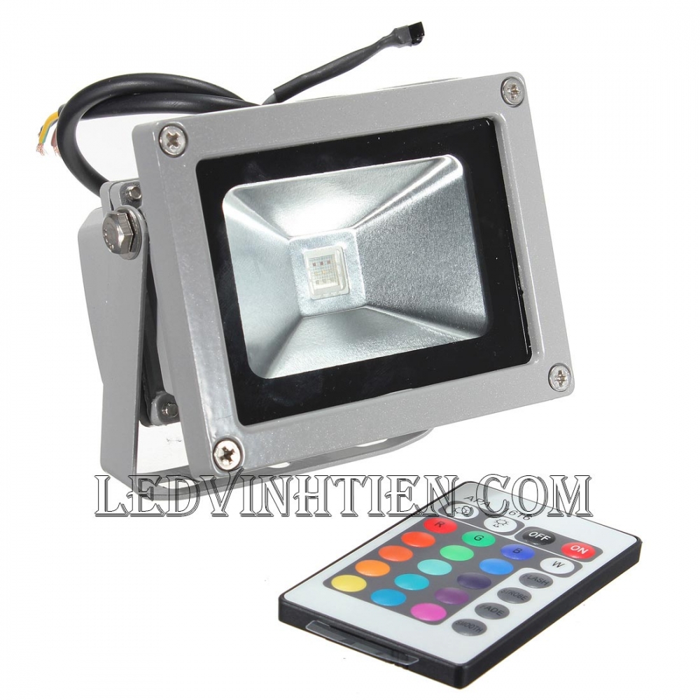 Đèn pha led 10w RGB remote