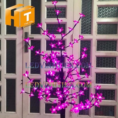 Cây hoa đào đèn led 3m màu hồng