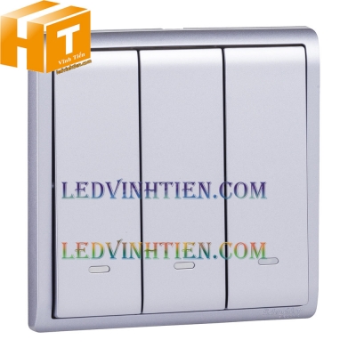 Công tắc 1 chiều 3 gang màu bạc schneider