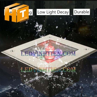 Đèn âm đất vuông 12w RGB