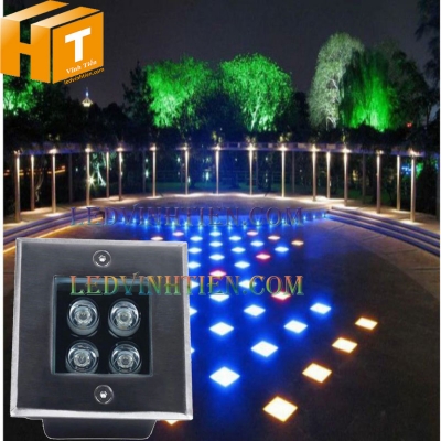 Đèn âm đất vuông 4w xanh dương