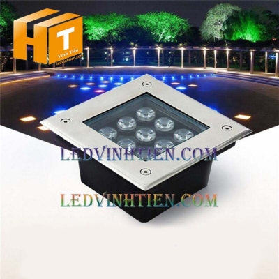 Đèn âm đất vuông 6w xanh dương