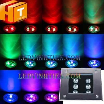 Đèn âm đất vuông 6w RGB