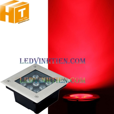 Đèn âm đất vuông 9w màu đỏ