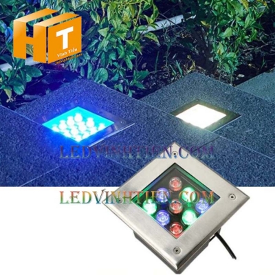 Đèn âm đất vuông 9w RGB