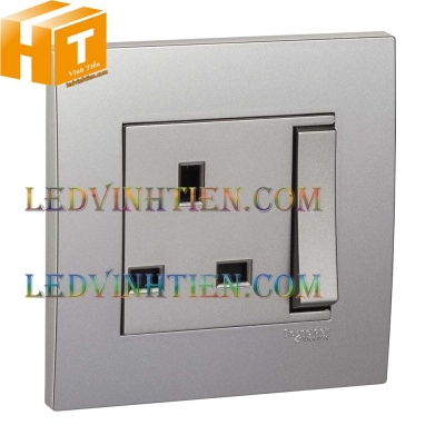 Ổ cắm đơn 3 chân 13A màu bạc