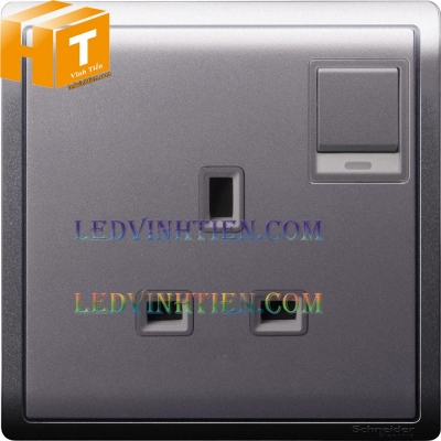 Ổ cắm đơn 3 chân 13A màu bạc Schneider