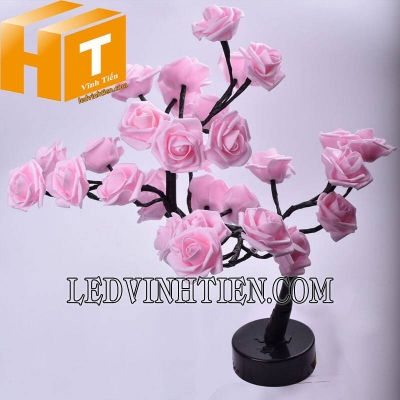 Đèn cây hoa màu hồng dùng pin