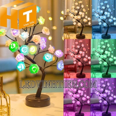 Đèn cây hoa màu trắng dùng pin