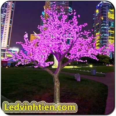 Cây hoa đèn led 1.5m màu hồng