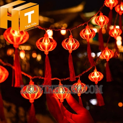 Dây led đèn lồng khía màu đỏ