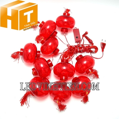Dây led thả mành đèn lồng màu đỏ