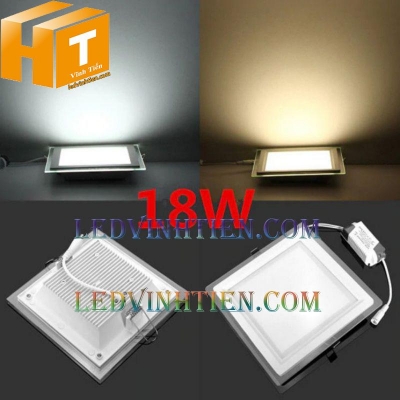 Đèn led âm trần vuông viền kính 18w