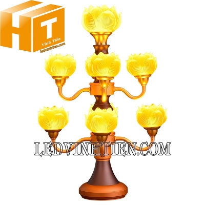 Đèn hoa sen 9 bông màu vàng