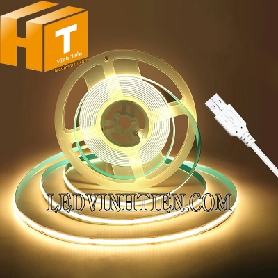 Đèn led dây COB 5V ánh sáng vàng nắng