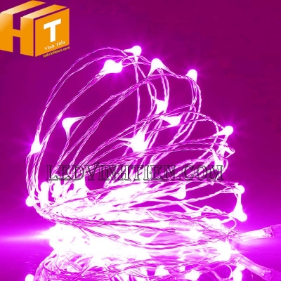 Đèn led hạt gạo dùng pin màu hồng