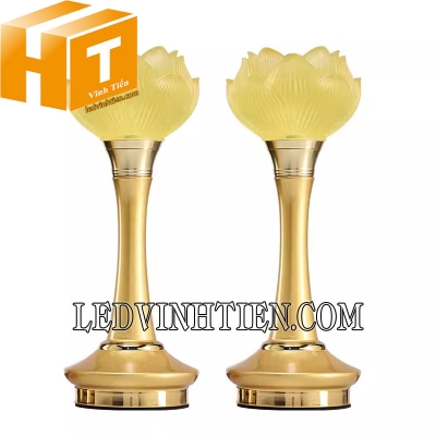 Đèn led hoa sen vàng chân đồng