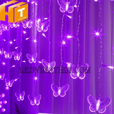 Led rèm hình con bướm 3m5 màu tím