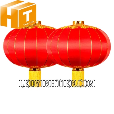 Đèn lồng vải lụa màu đỏ có tua