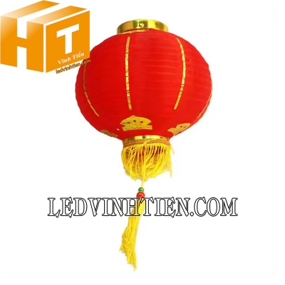Đèn lồng vải màu đỏ tua vàng