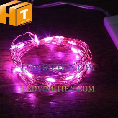 Đèn led đom đóm dùng adapter màu hồng