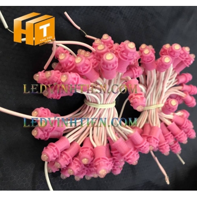 Led đúc F5 12V đế 9mm đục màu hồng