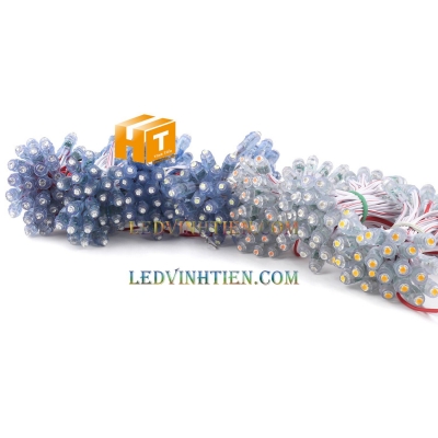 Led đúc F5 12V đế 9mm màu hồng nhựa trong