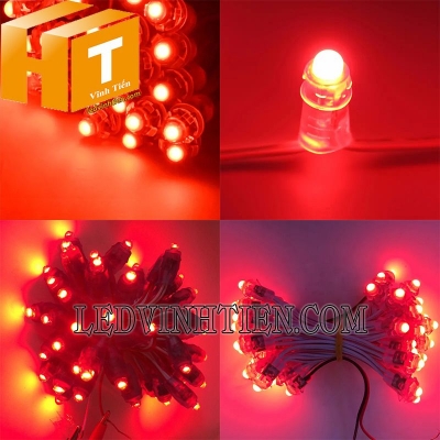 Led đúc f7 5V đầu đục màu đỏ