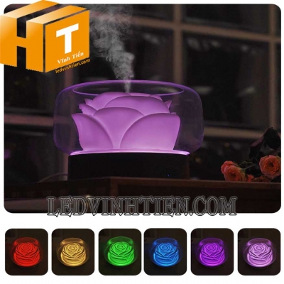 Đèn led xông tinh dầu hoa hồng 400ml