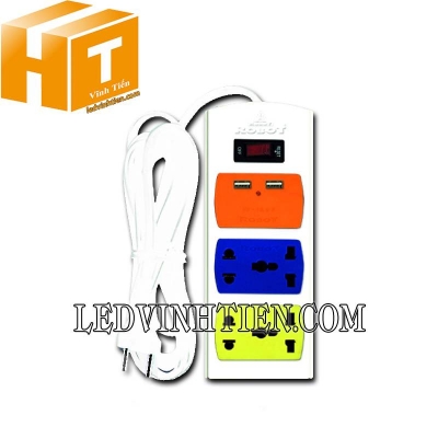 Ổ cắm 2 ổ 5 chấu kèm USB Robot Special 2S5U