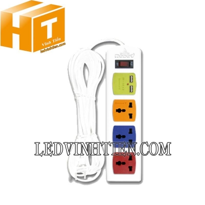 Ổ cắm 3 ổ 3 chấu kèm USB Robot Multi 3S3U