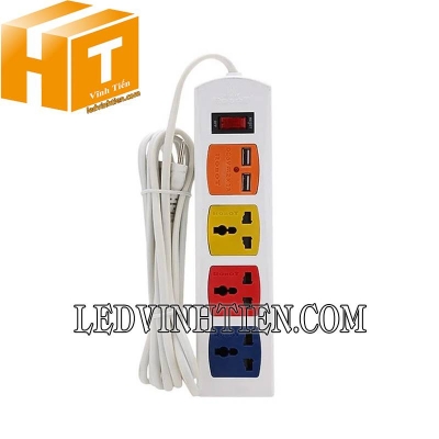 Ổ cắm 3 ổ 3 chấu kèm USB Robot Multi 3S3UC
