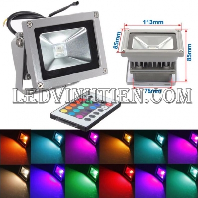 Đèn pha led 10w RGB remote