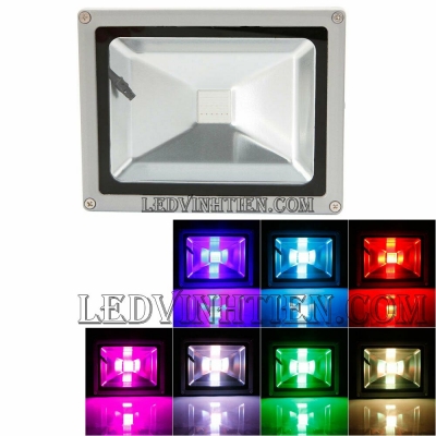 Đèn pha led 20w RGB remote 